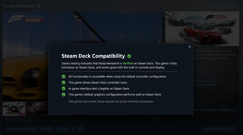 Forza Horizon 6 Steam Deck verifierat betyg