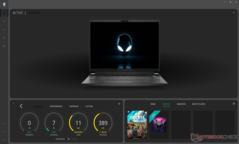 Startskärm för Alienware Command Center