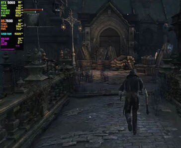 Bloodborne körs på emulatorn shadPS4 med över 100 FPS på en GeForce med ett RTX 5060-grafikkort och en Ryzen 5 7600-processor