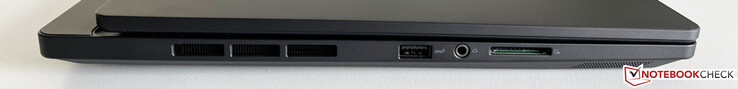 Vänster: USB-A 3.2 Gen.2 (10 GBit/s), 3,5 mm ljud, SD-kortläsare