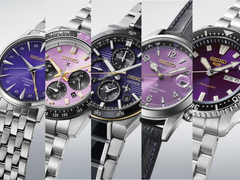 Från vänster till höger på bilden: Seiko Presage HCB006J1, Prospex HBJ005, Astron HAB011J1, Alpinist HBC006J1 och 5 Sports HDB003.