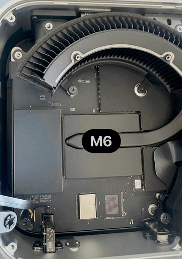 NAND är lödd på M6 Mac Mini