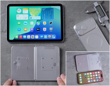 iPhone Ultra/Fold designmodell bredvid iPad mini.