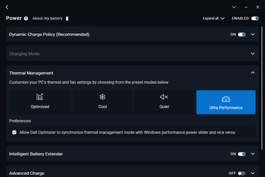 Dell Optimizer energiprofiler