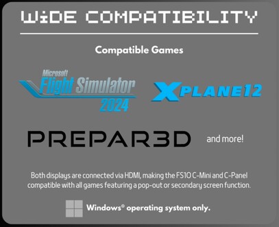 Dessa skärmar är tänkta att vara kompatibla med olika flygsimulatorer