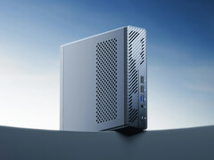 MS-01 SE kan utrustas med upp till 64 GB DDR4-RAM. Bild: en reklambild som visar framsidan av minidatorn.