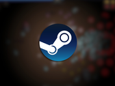 På bilden - Steam-logotypen överlagrad på en suddig skärmdump från spelet Power Fantasy. (Bildkälla: Steam - redigerad)
