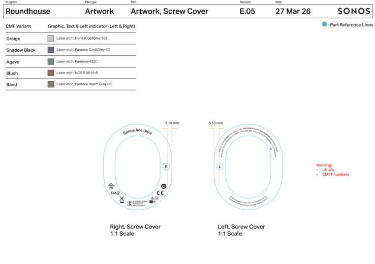 FCC-registrering av Sonos Ace Ultra.