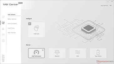 Fem förinställda effektprofiler: Smart Auto AI, Hög prestanda, Balanserad, Tyst och Super Battery