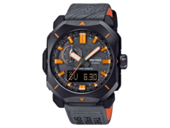Casio Pro Trek PRW-6900TFS-serien (bilden) har en mörkgrå boett och urtavla med orange markörer och visare. (Bildkälla: @morgan_gshock på Instagram)