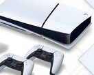 PS5-konsolen visas med två handkontroller (Bildkälla: Sony Interactive Entertainment med ändringar)