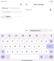 Tangentbordslayout (GBoard) - huvuddisplay - stående läge