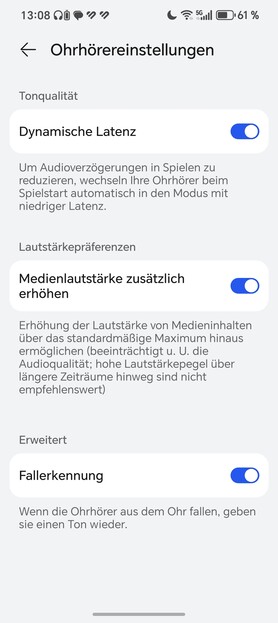 Inställningar för öronsnäckor: Google Android