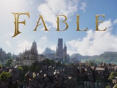 Fable-logotypen med världen Albion i bakgrunden