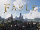Fable-logotypen med världen Albion i bakgrunden