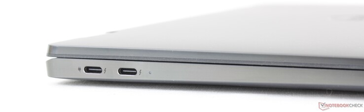 Vänster: 2x USB-C 3.2 med Thunderbolt 4 + Power Delivery + DisplayPort