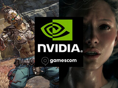 Nvidia Gamescom 2025-banner som visar nya DLSS 4-spel (Bildkälla: Nvidia, Gamescom med ändringar)