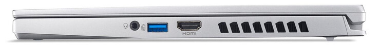 Höger sida: Ljuduttag, USB 3.2 Gen 2 (USB-A), HDMI 2.1