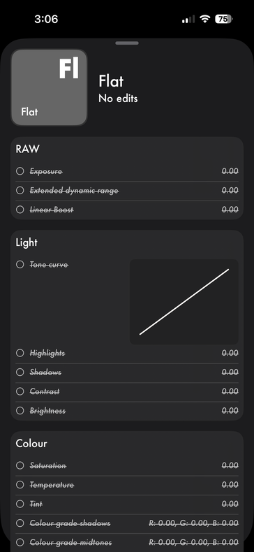 ...eller inte göra några justeringar alls med förinställningen "Flat".