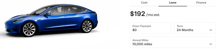 Leasingbetalning för begagnad Model 3 med noll handpenning.