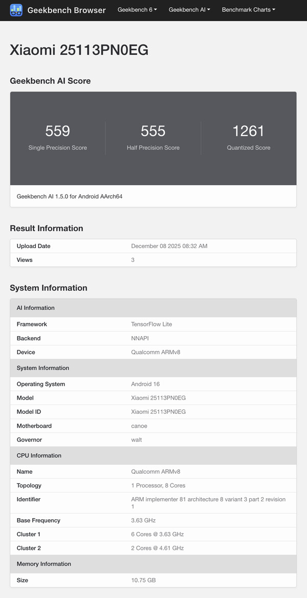 (Bildkälla: Geekbench)