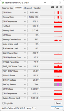 GPU-Z - Nvidia GeForce RTX 3070 Ti GPU för bärbar dator