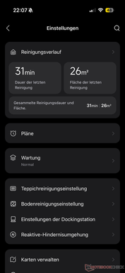 Meny för inställningar