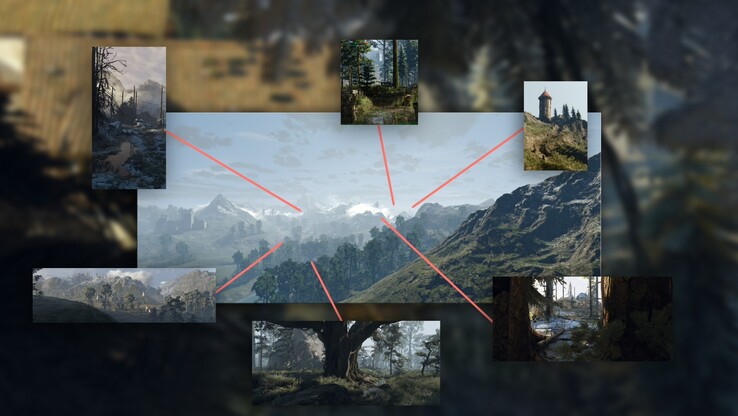 En bild som visar de olika regionerna i Wild Monster Hunt. (Bildkälla: Aeltoth - Nexus Mods)