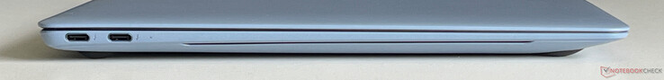 Vänster: 2x USB-C 4.0 med Thunderbolt 4 (40 Gbit/s, DisplayPort, Power Delivery)