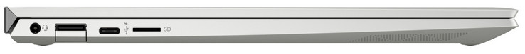 Vänster: kombinerad ljudanslutning, 2x USB 3.1 Gen (1x Typ A, 1x Typ C), SD-kortläsare (microSD)