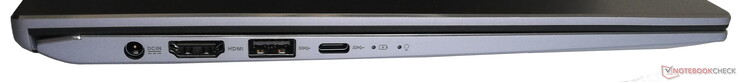 Vänster sida: strömkälla, HDMI, 1x USB 3.1 Gen 1 Typ A, 1x USB 3.1 Gen 1 Typ C