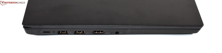 Vänster: USB 3.1 Gen 1 Typ C, 2x USB 3.0 Typ A, HDMI, Kombinerad ljudanslutning