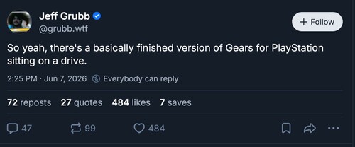 Jeff Grubb inlägg om Gears of War: E-Day PS5-byggnad