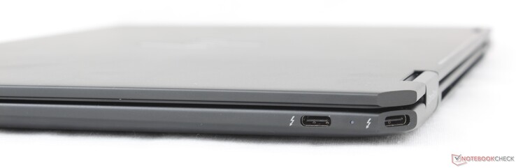 Höger: 2x USB-C (40 Gbps) med Thunderbolt 4 + Power Delivery + DisplayPort 2.1