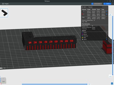 Förhandsgranskning av Mini Square-skivor i Elegoo Slicer på Windows som visar beräknad utskriftstid och färgförändringar.