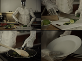 Stillbilder av Protoclones andra torso, med en aktiverad buk som skiljer den från sin föregångare, som visar sin människoliknande potential i köket. (Bildkälla: Clone Robotics)