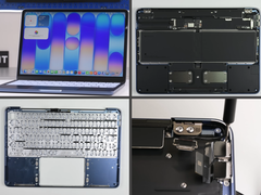 Bilder som visar iFixits Apple Macbook Neo nedmontering