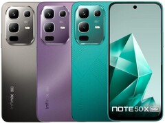 Infinix Note 50x 5G finns i färgerna havsgrön, förtrollad lila och titangrå (Bildkälla: Infinix)