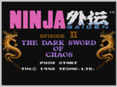 Ninja Gaiden II: The Dark Sword of Chaos titelskärm avbildad