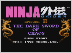 Ninja Gaiden II: The Dark Sword of Chaos titelskärm avbildad