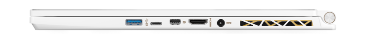 Höger: USB 3.1, Thunderbolt 3, Mini-DisplayPort, HDMI, ström