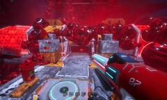 Astrometica Steam-skärmdump som visar en byggnad täckt av röd gegga