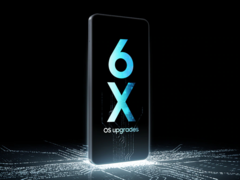 Den officiella reklambilden för Galaxy A07 (4G) lyfter fram sex stora OS-uppdateringar. (Bildkälla: Samsung)