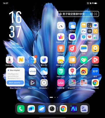 Vivo X Fold3 smartphone: Användargränssnitt