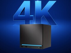 Valves Steam Machine fotograferad mot en 4K-bakgrund