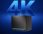 Valves Steam Machine fotograferad mot en 4K-bakgrund