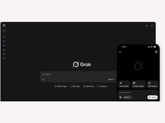En reklambild för xAI:s Grok som visar upp chatbot-gränssnittet på desktop och mobil. (Bildkälla: xAI)
