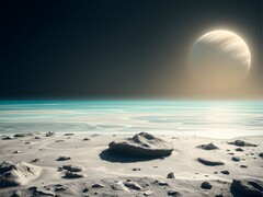 En bild som visar ett hav och en planet i rymden. (Bildkälla: Kyraxys - Pixabay)