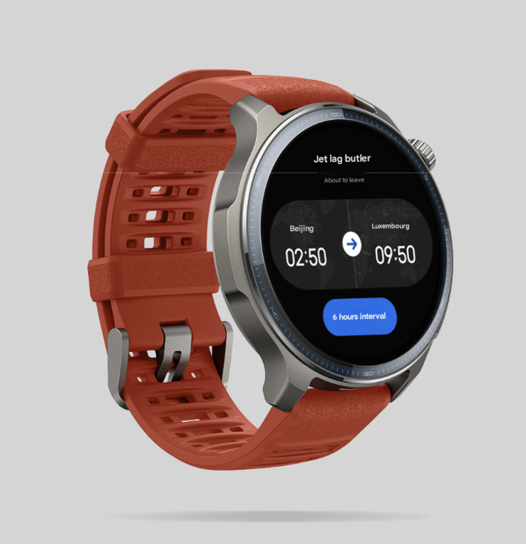 Zepp OS 5 har en Jet Lag Manager-funktion, som visas på Balance 2 smartwatch. (Bildkälla: Amazfit, maskinöversatt)