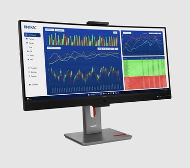Framsidan av den ultrabreda IPS-skärmen Lenovo P34WD. 
